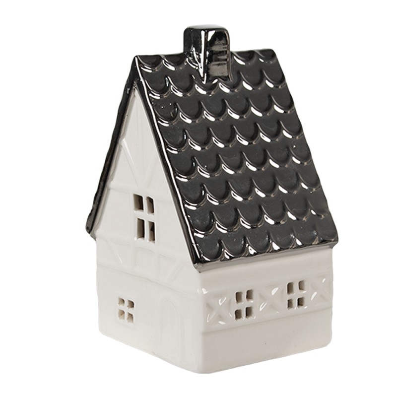 Clayre & Eef Decoratie Huis 12 cm Beige Zilverkleurig Porselein