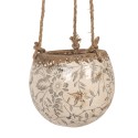 Clayre & Eef Pot de fleurs Ø 11x12 cm Gris Beige Céramique Fleurs