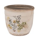 Clayre & Eef Bloempot  Ø 16x14 cm Beige Geel Keramiek Bloemen
