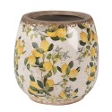 Clayre & Eef Fioriera Ø 13x13 cm Beige Giallo Ceramica Limoni
