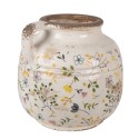 Clayre & Eef Decoration can Ø 17x16 cm Beige Yellow Ceramic Flowers