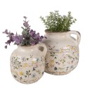 Clayre & Eef Decoration can Ø 17x16 cm Beige Yellow Ceramic Flowers