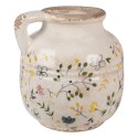 Clayre & Eef Decoratie Kan  Ø 12x14 cm Beige Geel Keramiek Bloemen