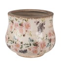 Clayre & Eef Bloempot Ø 18x15 cm Beige Roze Keramiek Bloemen