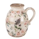 Clayre & Eef Decoratie Kan  17x13x18 cm Beige Roze Keramiek Bloemen
