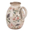 Clayre & Eef Decoratie Kan  17x13x18 cm Beige Roze Keramiek Bloemen