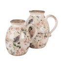Clayre & Eef Decoratie Kan  17x13x18 cm Beige Roze Keramiek Bloemen