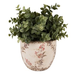 Clayre & Eef Fioriera Ø 13x11 cm Beige Rosa Ceramica Fiori