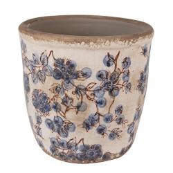 Clayre & Eef Fioriera Ø 14x14 cm Beige Blu  Ceramica Fiori