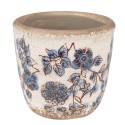 Clayre & Eef Blumentopf Ø 13x12 cm Beige Blau Keramik Blumen