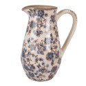 Clayre & Eef Decoration can 20x14x25 cm Beige Blue Ceramic Flowers