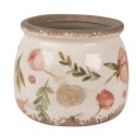Clayre & Eef Planter Ø 16x13 cm Beige Pink Ceramic Flowers