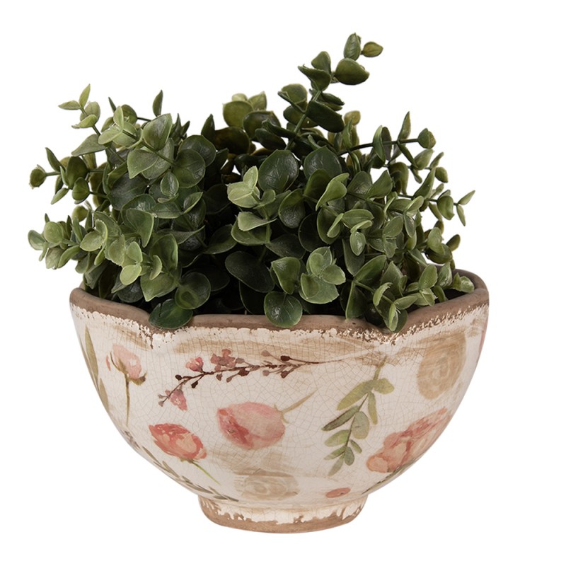 Clayre & Eef Fioriera Ø 21x12 cm Beige Rosa  Ceramica Fiori