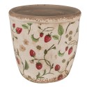 Clayre & Eef Blumentopf Ø 16x16 cm Beige Rot Keramik Erdbeeren