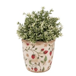 Clayre & Eef Pot de fleurs Ø 13x13 cm Beige Rouge Céramique Fraises