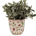 Clayre & Eef Bloempot  Ø 11x10 cm Beige Rood Keramiek Aardbeien