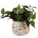Clayre & Eef Blumentopf Ø 20x15 cm Beige Rot Keramik Erdbeeren