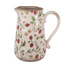 Clayre & Eef Decoration can 21x15x23 cm Beige Red Ceramic Strawberries