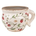 Clayre & Eef Blumentopf 17x14x12 cm Beige Rot Keramik Erdbeeren