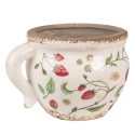 Clayre & Eef Blumentopf 17x14x12 cm Beige Rot Keramik Erdbeeren