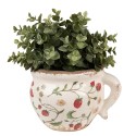 Clayre & Eef Blumentopf 17x14x12 cm Beige Rot Keramik Erdbeeren