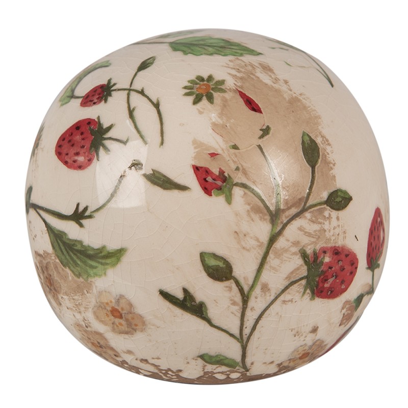 Clayre & Eef Decoration Ball Ø 10x10 cm Beige Red Ceramic Strawberries