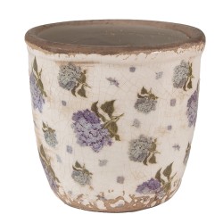 Clayre & Eef Fioriera Ø 11x10 cm Beige Blu  Ceramica Fiori