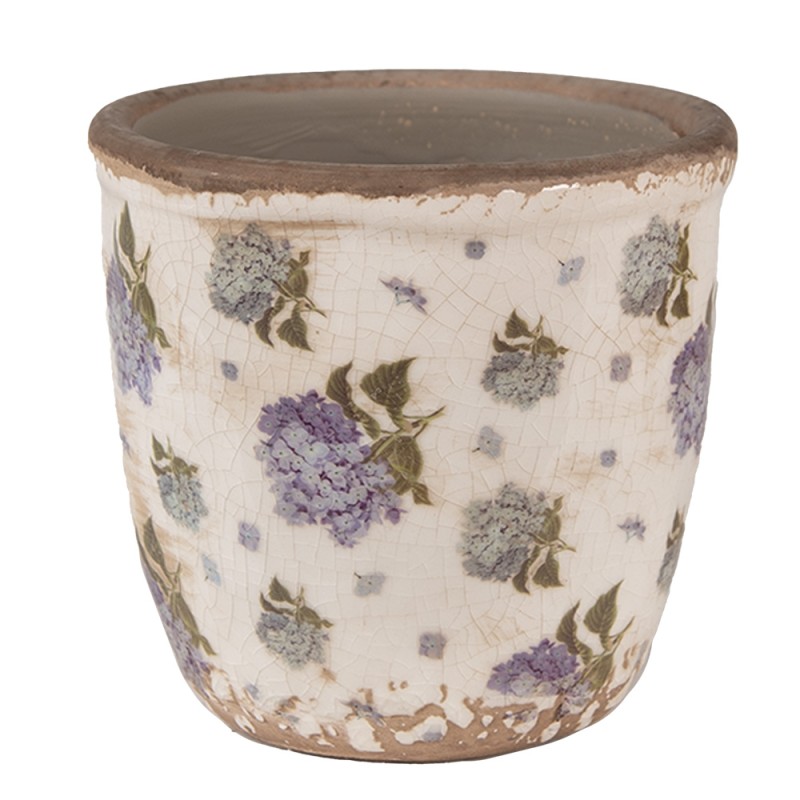 Clayre & Eef Fioriera Ø 11x10 cm Beige Blu  Ceramica Fiori