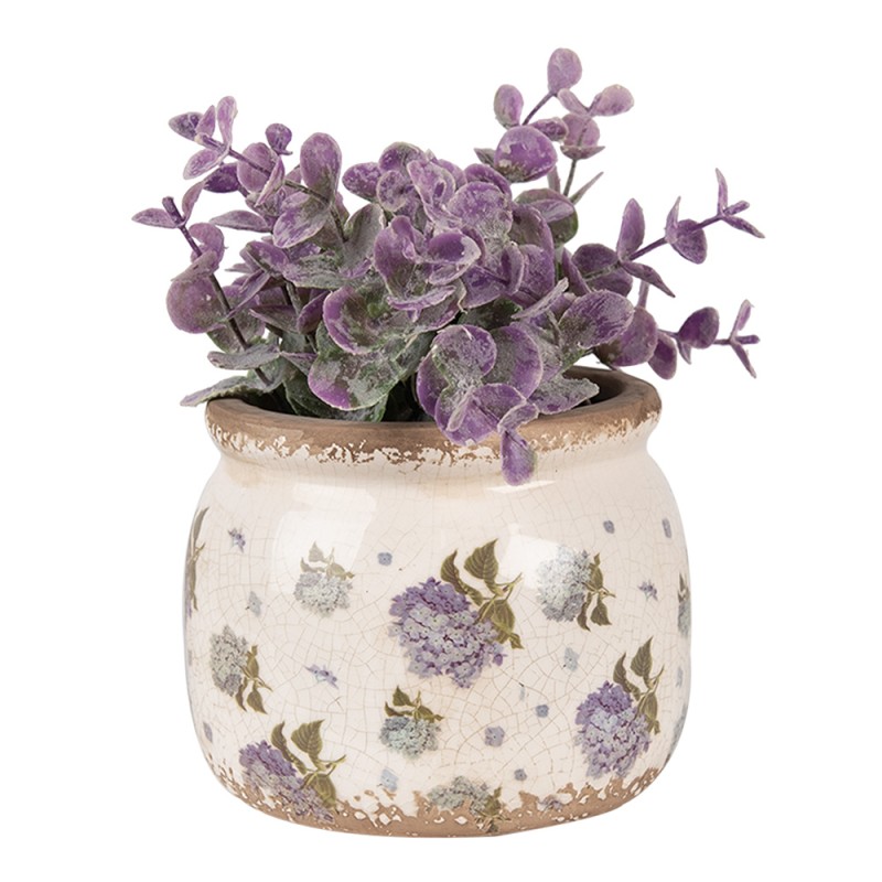 Clayre & Eef Fioriera Ø 12x10 cm Beige Blu  Ceramica Fiori