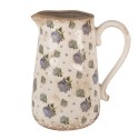 Clayre & Eef Brocca decorativa 21x15x23 cm Beige Blu  Ceramica Fiori