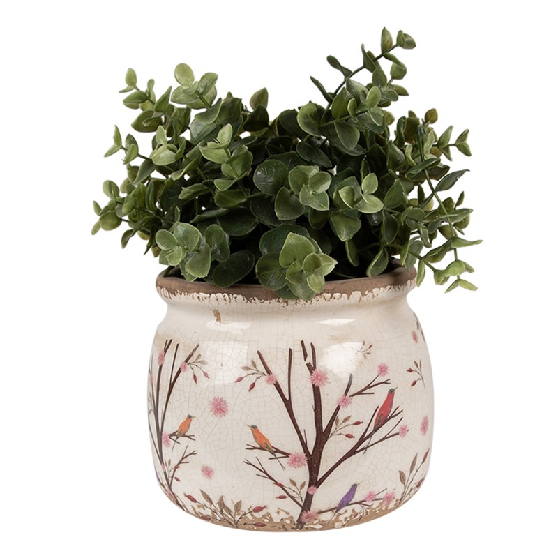 Clayre & Eef Fioriera Ø 16x13 cm Beige Marrone  Ceramica Rami