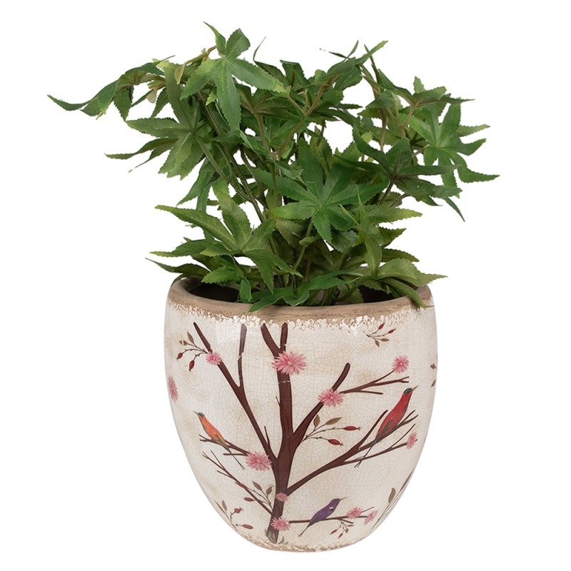 Clayre & Eef Bloempot  Ø 18x17 cm Beige Bruin Keramiek Takken