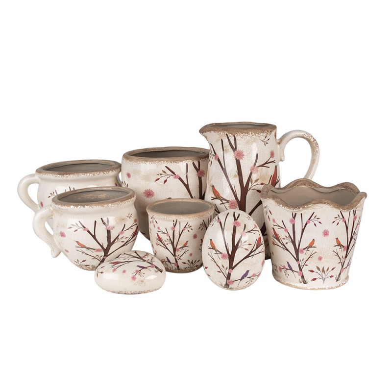 Clayre & Eef Planter Ø 14x14 cm Beige Brown Ceramic Branches