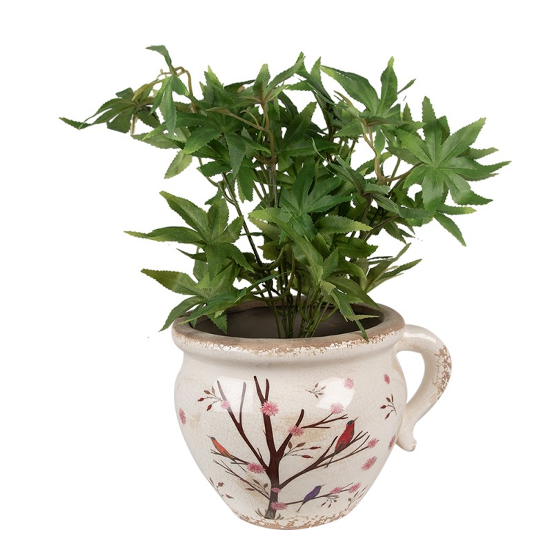 Clayre & Eef Bloempot 20x17x15 cm Beige Bruin Keramiek Takken
