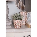 Clayre & Eef Pot de fleurs Ø 14x13 cm Beige Rose Céramique Fleurs