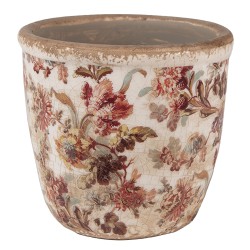 Clayre & Eef Planter Ø 11x11 cm Beige Pink Ceramic Flowers