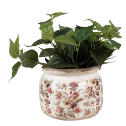 Clayre & Eef Bloempot  Ø 20x15 cm Beige Roze Keramiek Bloemen
