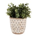 Clayre & Eef Bloempot  Ø 14x13 cm Beige Zwart Keramiek Hartjes