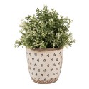 Clayre & Eef Bloempot  Ø 13x12 cm Beige Zwart Keramiek Hartjes