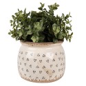 Clayre & Eef Planter Ø 16x13 cm Beige Black Ceramic Hearts