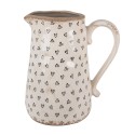 Clayre & Eef Dekorative Kanne 21x15x23 cm Beige Schwarz Keramik Herzen