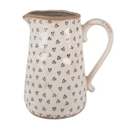 Clayre & Eef Dekorative Kanne 21x15x23 cm Beige Schwarz Keramik Herzen