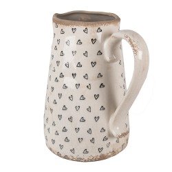 Clayre & Eef Dekorative Kanne 21x15x23 cm Beige Schwarz Keramik Herzen