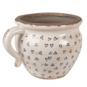 Clayre & Eef Blumentopf 17x14x12 cm Beige Schwarz Keramik Herzen