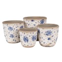 Clayre & Eef Blumentopf Ø 16x16 cm Beige Blau Keramik Rosen