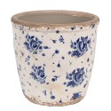Clayre & Eef Pot de fleurs d'intérieur Ø 15x14 cm Beige Bleu Céramique Roses