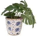 Clayre & Eef Pot de fleurs d'intérieur Ø 15x14 cm Beige Bleu Céramique Roses