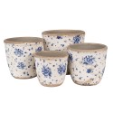 Clayre & Eef Fioriera Ø 11x10 cm Beige Blu  Ceramica Rose