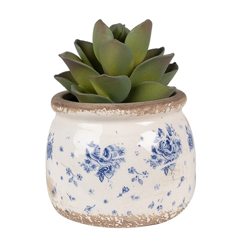 Clayre & Eef Fioriera Ø 12x10 cm Beige Blu  Ceramica Rose