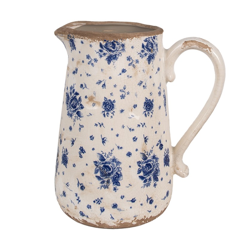 Clayre & Eef Decoration can 21x15x23 cm Beige Blue Ceramic Roses